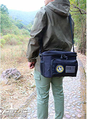 Picture of DBTAC Tactical Lunch Bag, Large Insulated Lunch Box for Men Women Adult | Durable School Lunch Pail for Kids | Leakproof Lunch Cooler Tote for Work Office Travel | Soft Easy-Clean Liner x2, Black