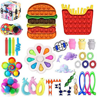Picture of NaniWear Cheap Fidget Toys Pack 30 Pcs Fidget Toy Set Fidget Pack Sensory Fidget Toy Pack with Marble Mesh Anxiety Tube Figetgets Stress Relief Toys Set for Adults Kids (31PCS3)