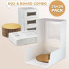 Picture of [25 Sets] 8x8x4 White Cake Box with Window and 8 Inches Round Gold Base Circle Board - Cardboard Gift Packaging for Pie, Cupcake, Cookies, Pastry, Restaurant and Bakery Containers