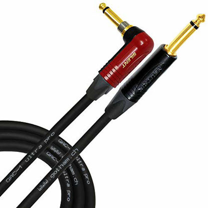 Patch Cable & Gold 6.35mm WORLDS BEST CABLES 6 Units Guitar Bass Effects Instrument Custom Made Gotham GAC-1 Ultra Pro Low-Cap 21pF/ft Low-Profile R/A Pancake Type Connectors 11 Inch 