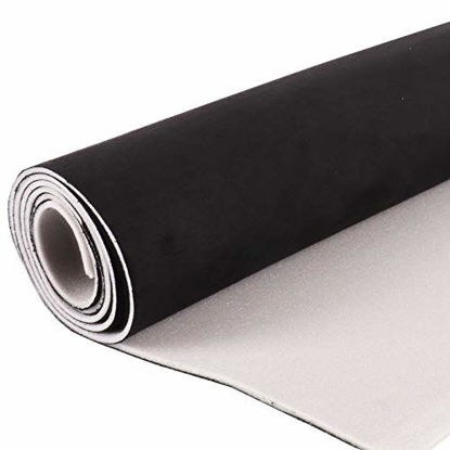 Picture of Suede Headliner Fabric with Foam Backing Material - Black Micro-Suede Headliner Fabric for Automotive/Home Repair Replacement DIY - 54"×60"