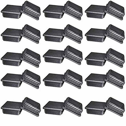 Picture of 30 Pieces 2 inch Square Tubing End Caps 2"x2" Square Plastic Plugs 2x2 Plastic End Caps for Furniture/Fencing Post/Fitness Eqpt