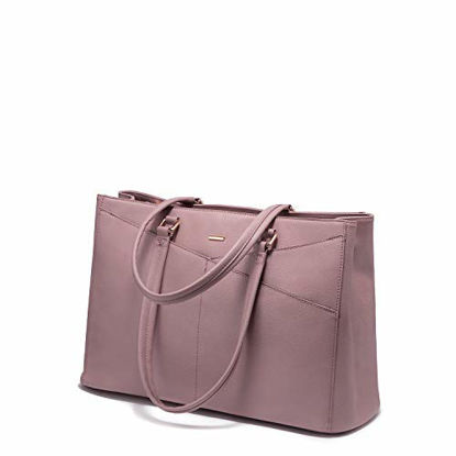 Picture of Laptop Tote Bag for Women 15.6 Inch Waterproof Leather Computer Bags Women Business Office Work Bag Briefcase Purple-1
