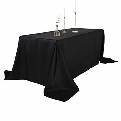 Picture of Ascoza 2pack 90x132 Inch Black Rectangular Tablecloth in Polyester Fabric for Wedding/Banquet/Restaurant/Parties