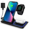 Picture of 3 in 1 Fast Wireless Charging Station Dock Compatible with iPhone 13/12/11/Pro/XS/XR/X/SE/8/8 Plus, 18W Wireless Charger Stand Compatible with Apple Watch Series 6/5/4/3/2/AirPods1