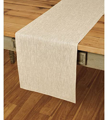 Picture of Solino Home 100% Pure Linen Table Runner - 14 x 120 Inch Athena, Handcrafted from European Flax, Natural Fabric Runner - Champagne Beige