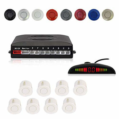 Picture of Car Reverse Parking Radar System with 8 Parking Sensors Distance Detection + LED Distance Display + Sound Warning (White Color)