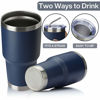 Picture of MEWAY 30oz Insulated Tumbler With Lids and Straws,Stainless Steel Double Vacuum Coffee Tumbler Cup, Brush, Durable Powder Coated Coffee Cup for Cold & Hot Drinks, Office, Travel(Navy, 4PACK)