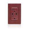 Picture of Leviton RUAA2-DG Renu USB Charger/Tamper-Resistant Duplex Outlet, 20A-125VAC, Deep Garnet