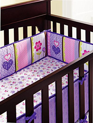 Picture of Amomo Crib Bumpers Breathable Baby Bumper Pads 4 Piece for Baby Girl Boy (Purple-Flower)