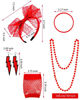 Picture of 80s Costume Accessories Set T-Shirt Tutu Headband Earring Necklace Leg Warmers (L, Red)