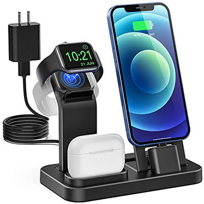Picture of Tinetton 3 in 1 Charging Station Compatible with Apple Watch iPhone AirPods with 10W Adapter