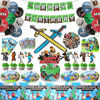 Picture of 183 Pcs Mine-craft Birthday Party Supplies/Decoration, Pixel Battle Birthday Party Decoration, Pixel Style Gamer Birthday Party Supplies Contain Banner