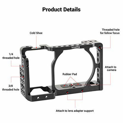 Picture of SMALLRIG Camera Cage only for Sony A6000 A6300 ILCE-6000 ILCE-6300 NEX7 with 1/4" 3/8" Mounting Points and Built-in Cold Shoe - 1661