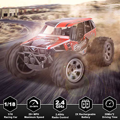 Picture of Remote Control Car, TREYWELL RC Cars Remote Control Truck, 2.4GHZ 1:18 Fast Racing Monster Car, Off Road Radio rc Cars for Boys with 4 Batteries for Kids Teens Adults Toys for 4,5,6,7,8,9,10 Years Old