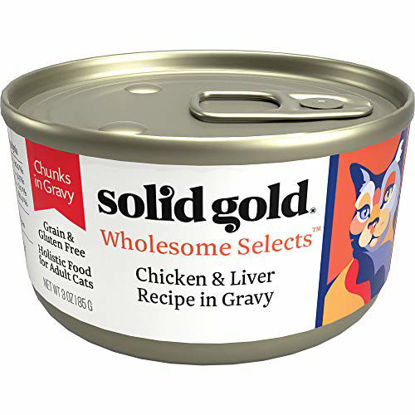 Picture of Solid Gold Chunks In Gravy Wet Cat Food; Wholesome Selects With Real Chicken Liver (Formally Dawn'S Sky), 24Ct/3Oz