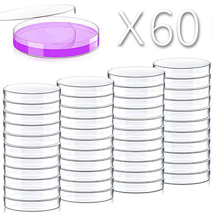 Picture of 60 Pack Sterile Plastic Petri Dishes with Lid, 90mm Dia x 15mm Deep (90MM-60PACK)