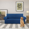 Picture of KEKUOU Stretch Loveseat Sofa Slipcover 1 Piece Couch Sofa Cover (55"-79") Furniture Protector 2 Seater Sofa with Elastic Bottom for Kids,Pet.Jacquard Small Checked Pattern Fabric(Medium,Classic Blue)
