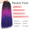 Picture of Leeven 6 Packs Water Wave Crochet Passion Twist Hair For Butterfly Locs 18 Inch 3 Tones Ombre Purple to Blue Curly Passion Twists Crochet Hair 49# Synthetic Bomb Twist Braiding Hair Extensions