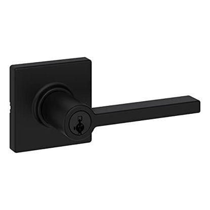 Picture of Kwikset Casey Keyed Entry Door Lever featuring SmartKey Security in Matte Black