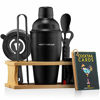 Picture of Mixology Bartender Kit with Stand | Black Bar Set Cocktail Shaker Set for Drink Mixing - Bar Tools: Martini Shaker, Jigger, Strainer, Bar Mixer Spoon, Tongs, Opener | Best Bartender Kit for Beginners