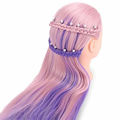Picture of Mannequin Head with Hair, TopDirect 29" Hair Mannequin Manikin Head Hair Practice Cosmetology Hair Doll Head Styling Hairdressing Training Braiding Heads with Clamp Holder and Tools