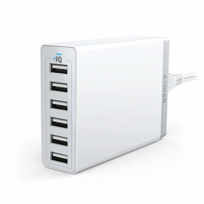 Picture of Anker 60W 6-Port USB Wall Charger, PowerPort 6 for iPhone XS / XS Max / XR / X / 8 / 7 / 6 / Plus, iPad Pro / Air 2 / mini/ iPod, Galaxy S7 / S6 / Edge / Plus, Note 5 / 4, LG, Nexus, HTC and More