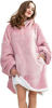 Picture of HBlife Oversized Wearable Blanket Hoodie for Adult, Thick Sherpa Sweatshirt with Elastic Sleeves and Giant Pockets Super Warm and Cozy Fuzzy Plush Fleece Blanket Jacket, Pink