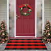 Picture of MUBIN Cotton Black and Red Plaid Rug, 27.5 x 43 Inches Outdoor Front Door Decorative Mat, Hand-Woven Reversible Foldable Rug for Layered Door Mats Washable Carpet for Front Porch, Entryway, Farmhouse
