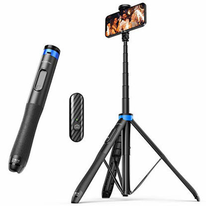 Picture of ATUMTEK 51" Selfie Stick Tripod, All in One Extendable Phone Tripod Stand with Bluetooth Remote 360° Rotation for iPhone and Android Phone Selfies, Video Recording, Vlogging, Live Streaming, Blue