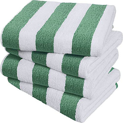 Picture of Utopia Towels Cabana Stripe Beach Towels, Green, (30 x 60 Inches) - 100% Ring Spun Cotton Large Pool Towels, Soft and Quick Dry Swim Towels (Pack of 4)
