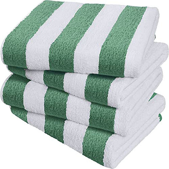 GetUSCart- Utopia Towels Cabana Stripe Beach Towels, Green, (30 x 60  Inches) - 100% Ring Spun Cotton Large Pool Towels, Soft and Quick Dry Swim  Towels (Pack of 4)