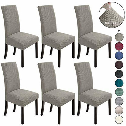 Picture of Dining Room Chair Slipcovers Dining Chair Covers Parsons Chair Slipcover Stretch Chair Covers for Dining Room Set of 6,Taupe