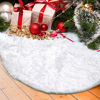 Picture of DegGod Christmas Tree Plush Skirts, 60 inches White Pure Long Haired Faux Fur Xmas Tree Skirt Mat for Christmas Thanksgiving Holiday Home Party Decorations Ornaments (White, 60 inches)