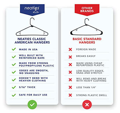 Picture of Neaties Clothes Black Plastic Hangers with Bar Hooks, Heavy Duty Standard Plastic Hangers for Pants, Shirts, or Dress, 60pk