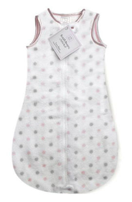 Picture of SwaddleDesigns Microfleece Sleeping Sack, Pastel Pink and Sterling Dots, 12-18 Months, Wearable Blanket with 2-Way Zipper