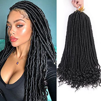 Picture of 20 Inch Goddess Faux Locs Crochet Hair 6Packs Straight Goddess Locs with Curly Ends Synthetic Crochet Hair Braids for Women(1B#)