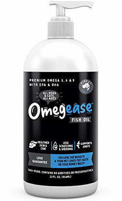 Picture of 100% Pure Omega 3, 6 & 9 Fish Oil for Dogs and Cats. Supports Joint Function, Immune & Heart Health. All Natural EPA + DHA Fatty Acids for Skin & Coat. Liquid Food Supplement for Pets - 32 oz