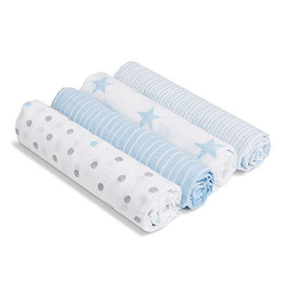 Picture of aden + anais Essentials Swaddle Blanket, Muslin Blankets for Girls & Boys, Baby Receiving Swaddles, Newborn Gifts, Infant Shower Items, Toddler Gift, Wearable Swaddling Set,4 Pack, Dapper