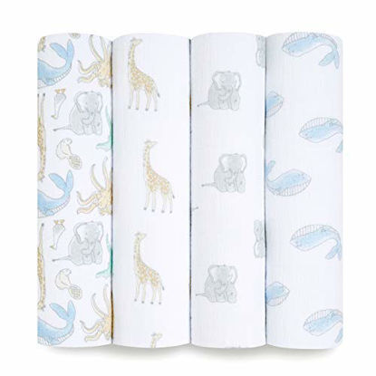 Picture of aden + anais Swaddle Blanket, Boutique Muslin Blankets for Girls & Boys, Baby Receiving Swaddles, Ideal Newborn & Infant Swaddling Set, Perfect Shower Gifts, 4 Pack, Natural History