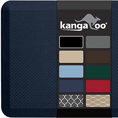 Picture of KANGAROO 3/4" Thick Superior Comfort, Relieves Pressure, All Day Ergonomic Stain Resistant Floor Rug Anti Fatigue Cushion Mat, Durable Standing Desk, Foam Pad Mats Kitchen, Office, 17x24, Navy Blue
