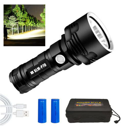 Picture of 30000-100000 High Lumens Rechargeable Led Flashlight, 3 Modes High Power Waterproof Torch Light, Ultra Bright Outdoor Tactical Flashlight,Included 26650 Batteries