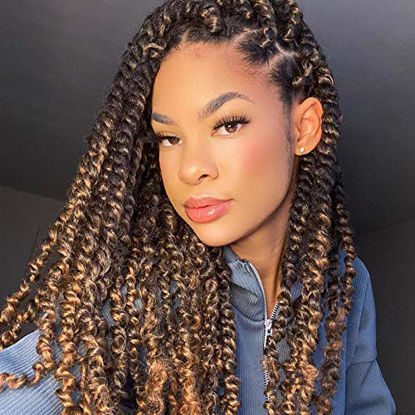 Picture of 14 Inch Spring Twist Crochet Braids Hair for Butterfly Locs Bomb Twist Crochet Hair Beyond Beauty Ombre Colors Synthetic Fluffy Hair Extension 3 Packs 30 Strands 190g/Pack(14 Inch, T1B 30)