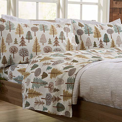 Picture of 4-Piece Lodge Printed Ultra-Soft Microfiber Sheet Set. Beautiful Patterns Drawn from Nature, Comfortable, All-Season Bed Sheets. (Queen, Forest Trail)