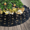 Picture of DegGod Plush Christmas Tree Skirts, 48 inches Luxury Black Faux Fur Xmas Tree Base Cover Mat with Gold Snowflakes for Xmas New Year Home Party Decorations (Black, 48 inches)