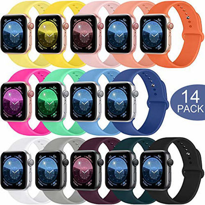 Picture of SWHAS Smartwatch Bands Compatible with Apple Watch Band 40mm 38mm 44mm 42mm, Soft Silicone Sport Band Replacement Wristband for iWatch Series 5/4/3/2/1