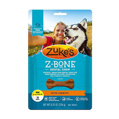 Picture of Zuke's Z-Bone Dental Chew Dog Treats, Carrot, Mini, 36 Chews