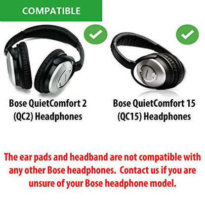 Picture of Replacement QC15 Ear Pads / QC2 Ear Pads and V2 QC15 Headband pad / QC2 Headband pad Cushion Compatible with Bose QuietComfort 15 (QC15) and Bose QuietComfort 2 (QC2) Headphones (Black)