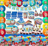 Picture of 157 Pcs Cocomelon Birthday Party Supplies, Coco Melan for Boys Girls Theme Party Decorations Included Banner, Plates, Napkins, Tablecloth, Latex Foil Balloons, Cake Topper, Gift Bags