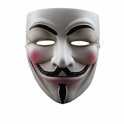 Picture of NEVLANTII V for Vendetta Guy Fawkes Mask Anonymous Mask Halloween Costume Hackers Mask Cosplay Party Mask One Size